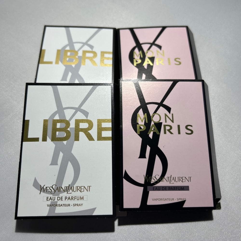 🍀 Yves Saint Laurent 🍀 YSL Mon Paris + Libre Fragrance Parfum Samples Set 4 🍀